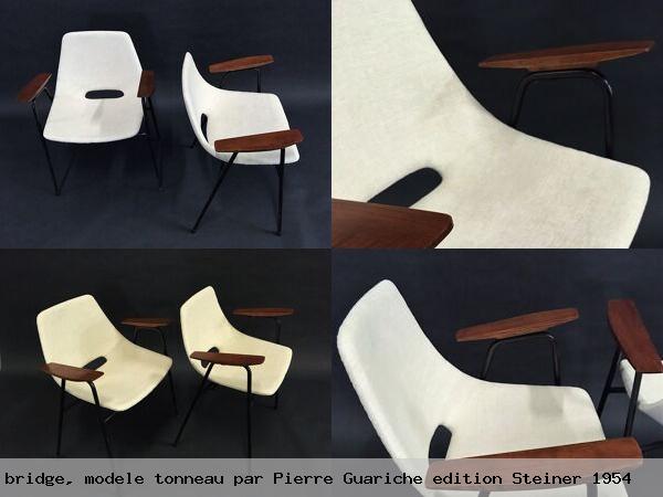 Paire de fauteuils bridge modele tonneau par pierre guariche edition steiner 1954