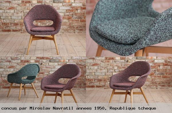 Paire de fauteuils concus par miroslav navratil annees 1950 republique tcheque
