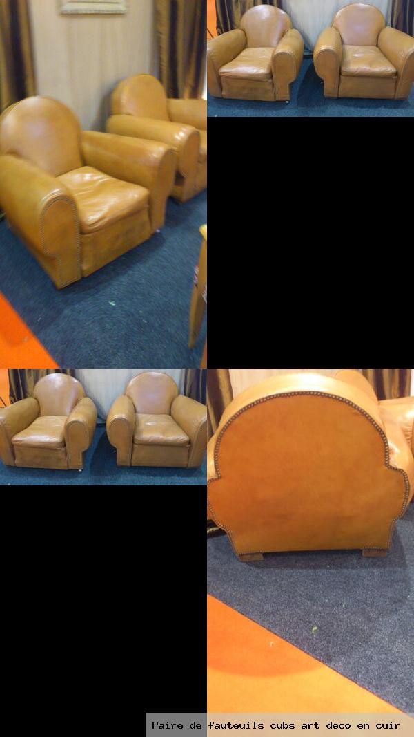 Paire de fauteuils cubs art deco en cuir