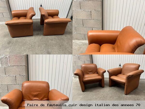 Paire de fauteuils cuir design italien des annees 70
