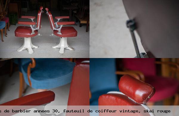 Paire fauteuils barbier annees 30 fauteuil coiffeur vintage skai rouge