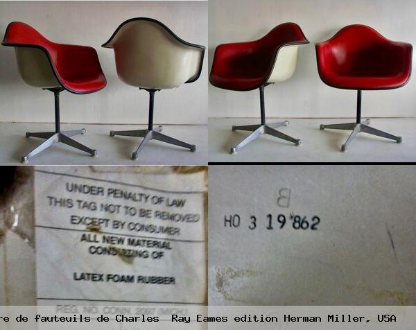 Paire fauteuils charles ray eames edition herman miller usa