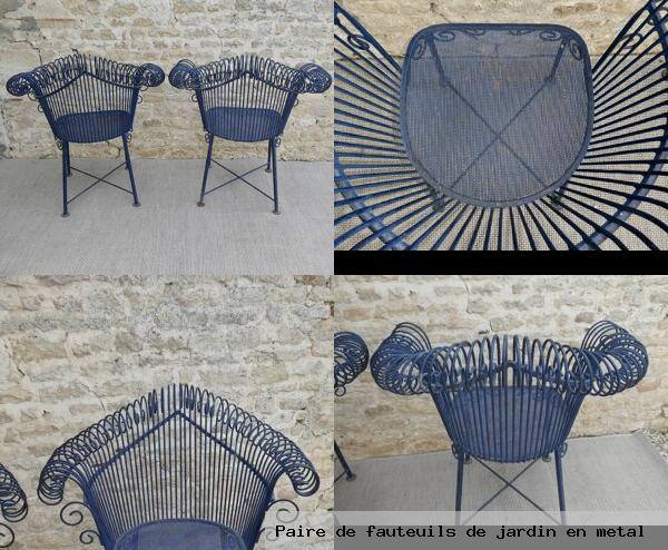Paire fauteuils jardin en metal
