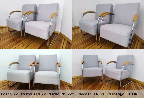 Paire fauteuils mucke melder modele fn 21 vintage 1930