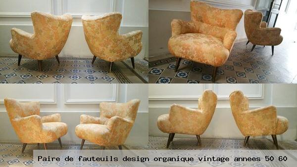 Paire de fauteuils design organique vintage annees 50 60