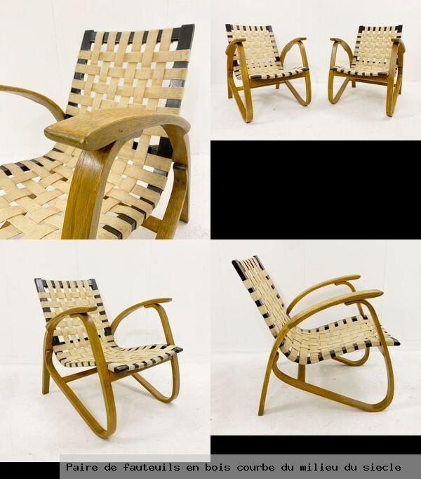 Paire de fauteuils en bois courbe milieu siecle