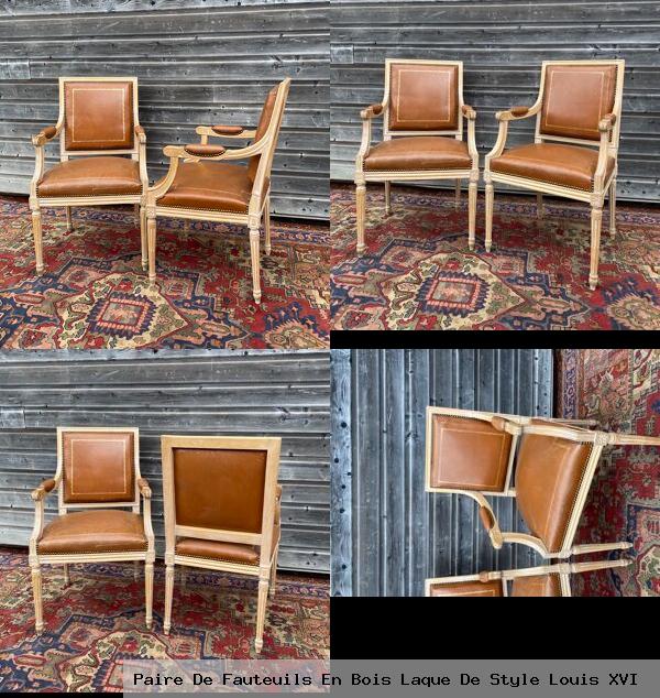 Paire fauteuils en bois laque style louis xvi