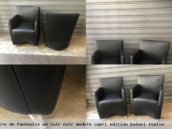 Paire de fauteuils en cuir noir modele capri edition baleri italia