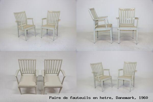 Paire de fauteuils en hetre danemark 1960