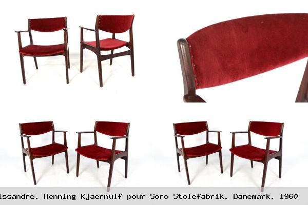 Paire de fauteuils en palissandre henning kjaernulf pour soro stolefabrik danemark 1960