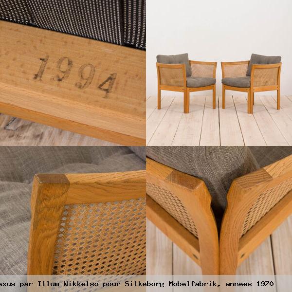 Paire de fauteuils en rotin plexus par illum wikkelso pour silkeborg mobelfabrik annees 1970