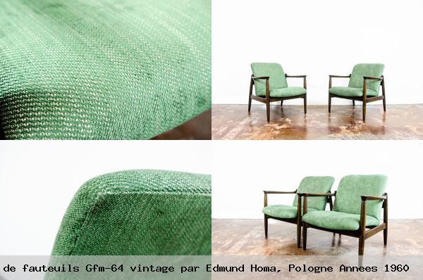 Paire de fauteuils gfm 64 vintage par edmund homa pologne annees 1960