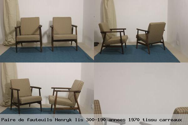 Paire de fauteuils henryk lis 300 190 annees 1970 tissu carreaux