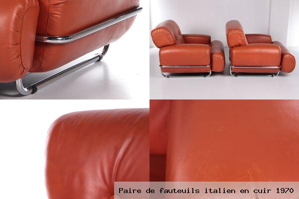 Paire de fauteuils italien en cuir 1970