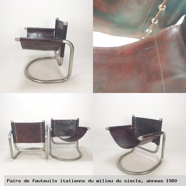 Paire de fauteuils italienns milieu siecle annees 1980