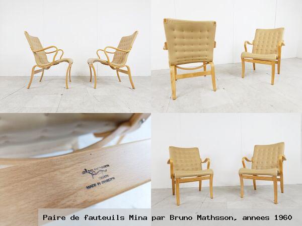 Paire de fauteuils mina par bruno mathsson annees 1960