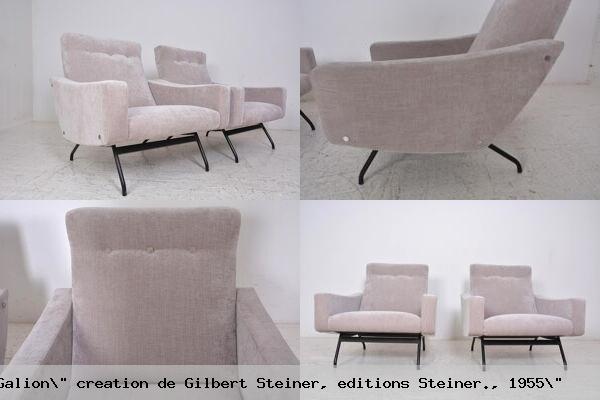 Paire fauteuils modele galion creation gilbert editions 1955 