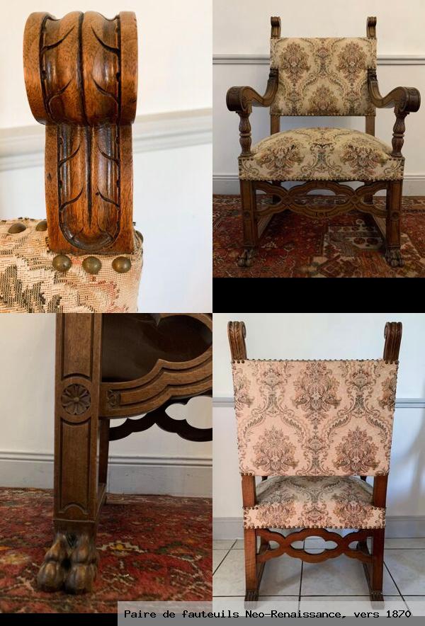 Paire de fauteuils neo renaissance vers 1870