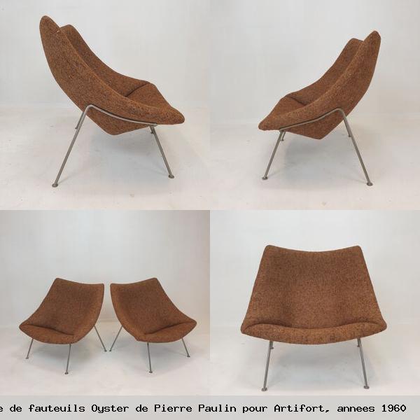 Paire fauteuils oyster pierre paulin pour artifort annees 1960