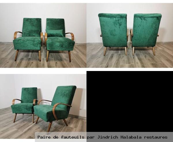 Paire de fauteuils par jindrich halabala restaures