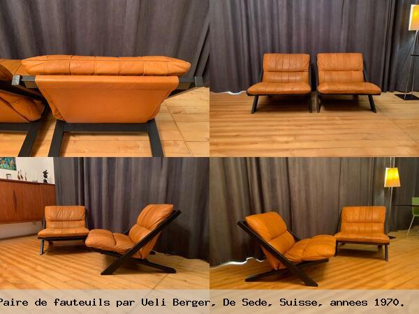 Paire fauteuils par ueli berger sede suisse annees 1970 