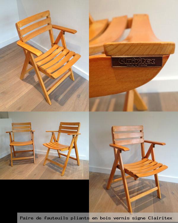 Paire de fauteuils pliants en bois vernis signe clairitex