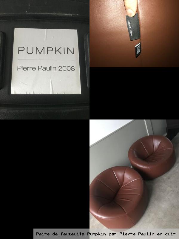 Paire de fauteuils pumpkin par pierre paulin en cuir