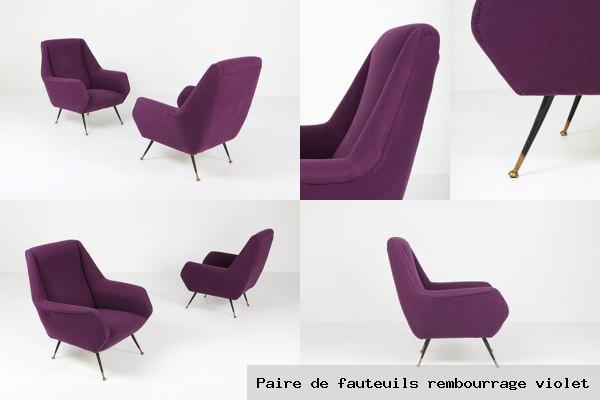 Paire de fauteuils rembourrage violet