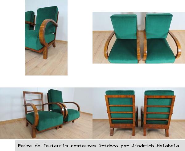 Paire de fauteuils restaures artdeco par jindrich halabala