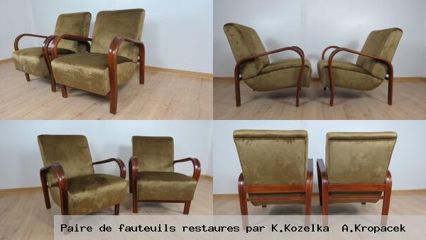 Paire de fauteuils restaures par k kozelka a kropacek