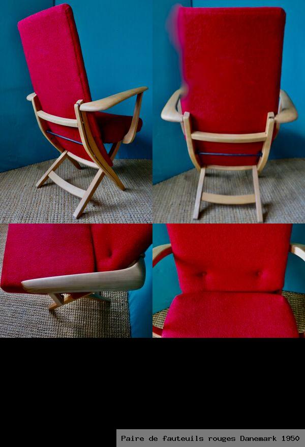 Paire de fauteuils rouges danemark 1950
