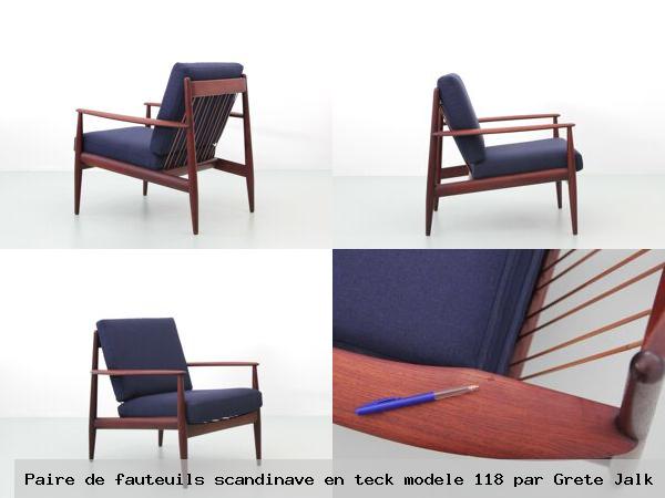 Paire de fauteuils scandinave en teck modele 118 par grete jalk