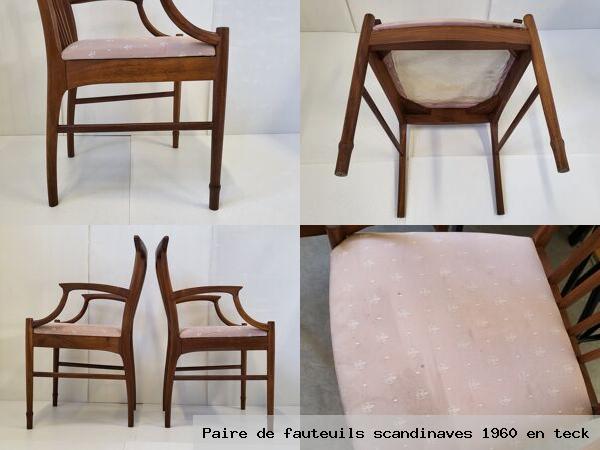 Paire de fauteuils scandinaves 1960 en teck