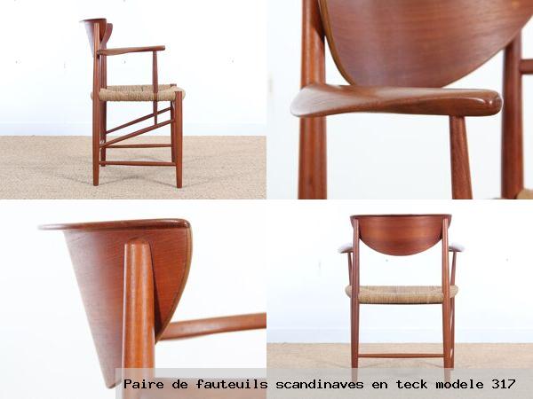 Paire de fauteuils scandinaves en teck modele 317
