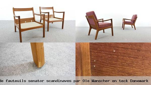 Paire de fauteuils senator scandinaves par ole wanscher en teck danemark
