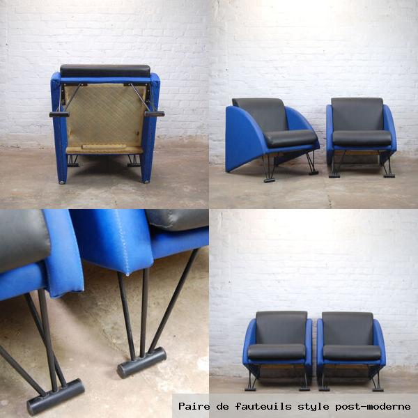 Paire de fauteuils style post moderne