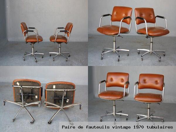 Paire de fauteuils vintage 1970 tubulaires