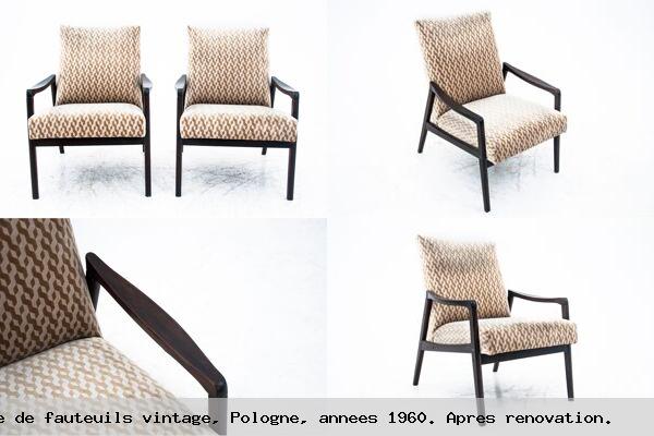 Paire de fauteuils vintage pologne annees 1960 apres renovation 
