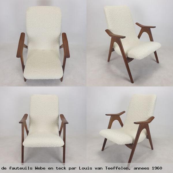 Paire de fauteuils webe en teck par louis van teeffelen annees 1960