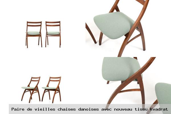 Paire de vieilles chaises danoises avec nouveau tissu kvadrat