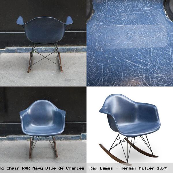 Rocking chair rar navy blue de charles ray eames herman miller 1970