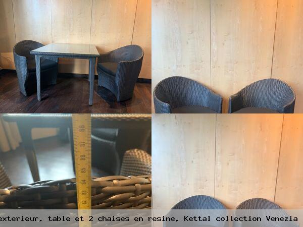 Salle a manger exterieur table et 2 chaises en resine kettal collection venezia