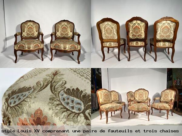 Salon style louis xv comprenant une paire fauteuils et trois chaises