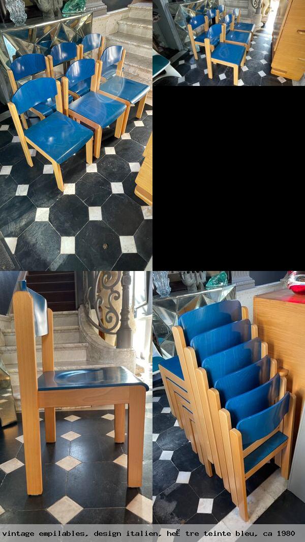 Se rie de 6 chaises vintage empilables design italien he tre teinte bleu ca 1980