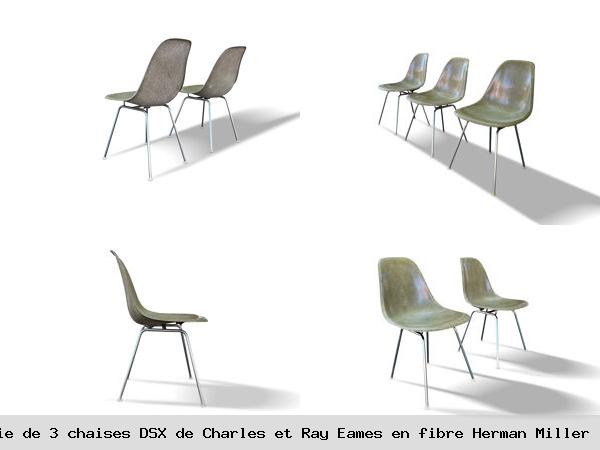 Serie 3 chaises dsx charles et ray eames en fibre herman miller