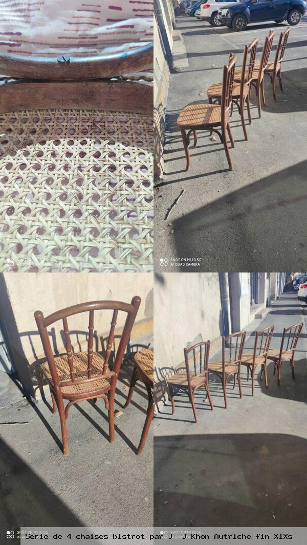 Serie de 4 chaises bistrot par khon autriche fin xixs