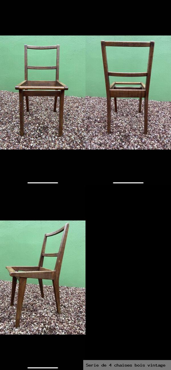 Serie de 4 chaises bois vintage