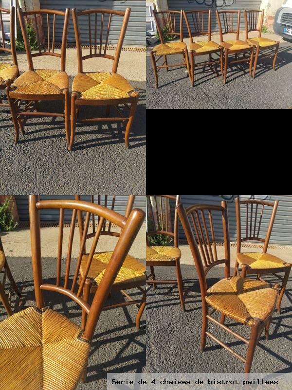 Serie 4 chaises bistrot paillees