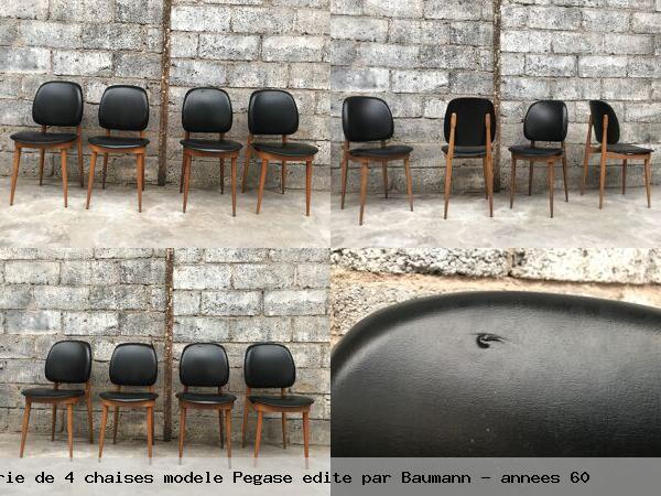Serie de 4 chaises modele pegase edite par baumann annees 60