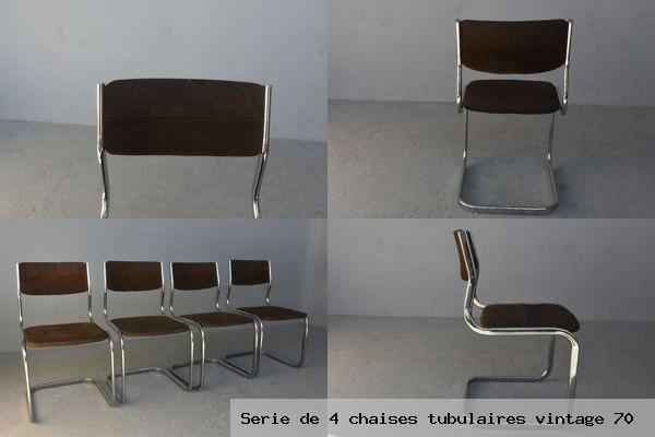 Serie de 4 chaises tubulaires vintage 70